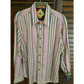 Robert Graham Rainbow Multicolor Ornate Stripe Shirt — Medium