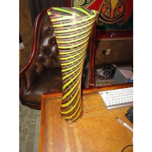 made in Murano Italy tall swirl colored vase 17 3/4" tall