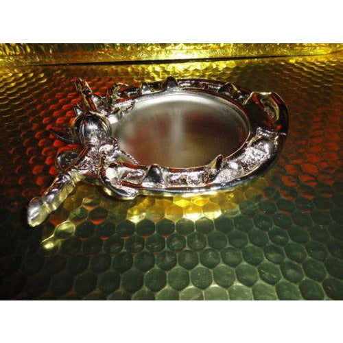 Horse shoe and derby cap style chrome plated brass ashtray