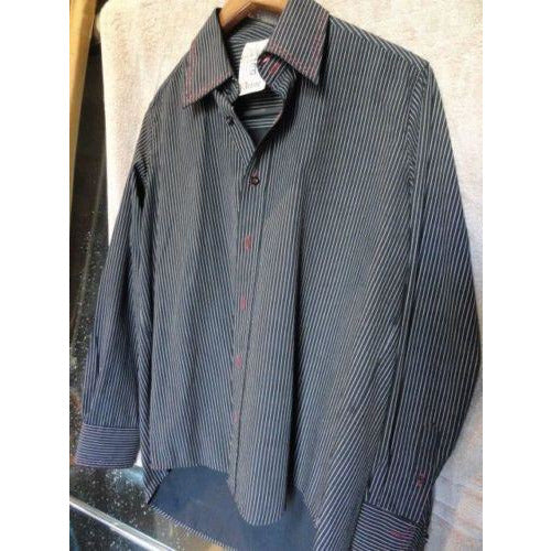 ARTIME mens casual designer dress shirt with striped with crystals Large Preowned Good Condition
