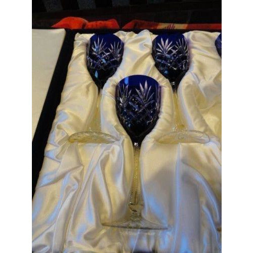 Faberge Odessa Cobalt Blue  Wine Glases  set of 3  without  the original box