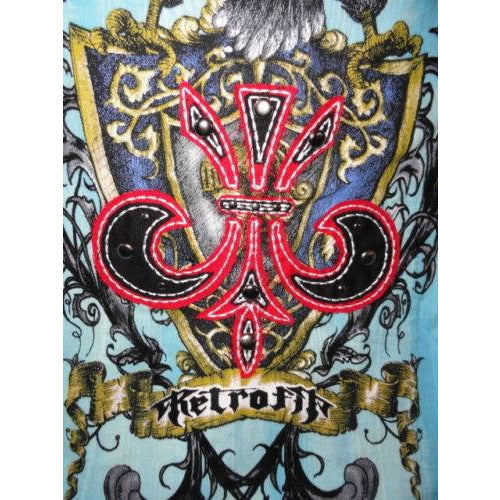Retrofit Medium size Short Sleeve Shirt Light Blue  with Embroidery Front & Back