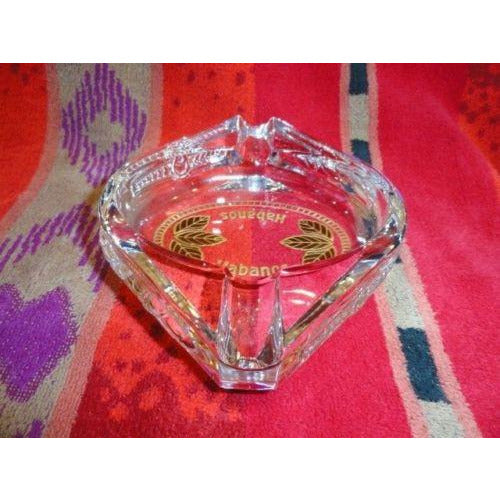 giz studios  heavy crystal cigar ashtray with leaf design