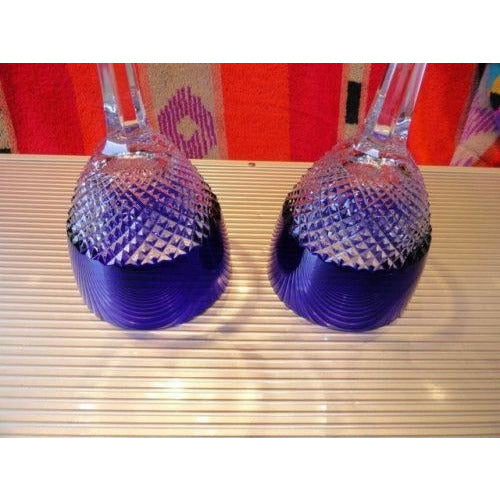 Faberge Crystal Purple  Goblet Glasses