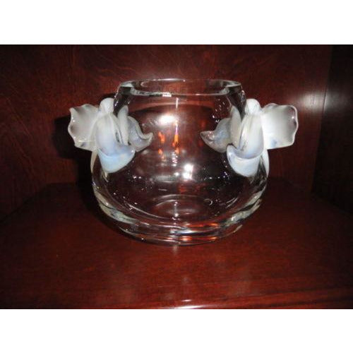 Lalique Crystal Orchidee Vase Clear - Opalescent Orchids in the original box