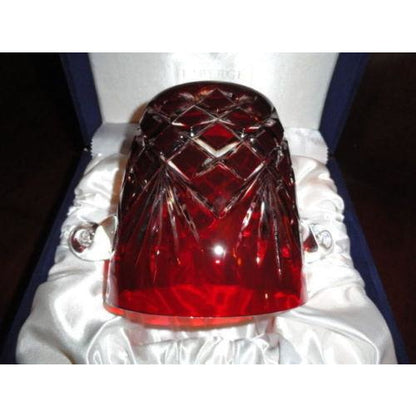 FABERGE ODESSA RUBY RED CASED CUT TO CLEAR CRYSTAL ICE BUCKET