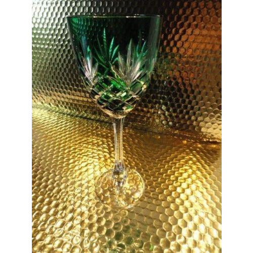 Faberge Emerald  Green Odessa Hock Crystal Wine Glass