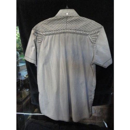 Roar mens  Gray  & Black embroidered casual designer shirt Medium