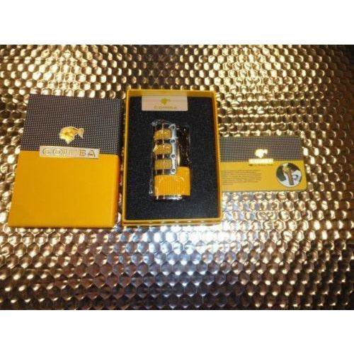 Cohiba Black & Gold Leather Cigar Case with Cohiba Pocket Lighter new in boxes