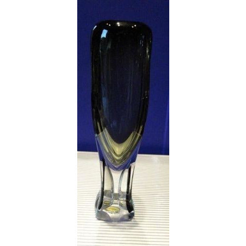 Adam Jablonski Art Glass Amber & Clear Vase 13" tall
