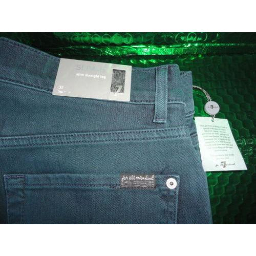 7 for all man kind Green slimmy slim straight leg 32 jeans