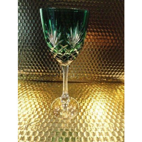 Faberge Emerald  Green Odessa Hock Crystal Wine Glass