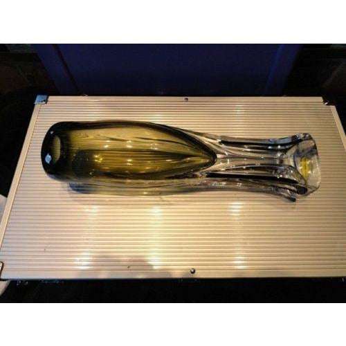 Adam Jablonski Art Glass Amber & Clear Vase 13" tall