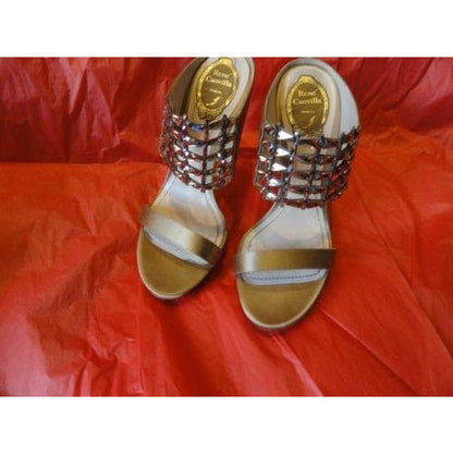 Rene Caovilla Ladies Gold colored mules size 38 made in Italy