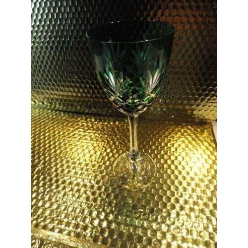 Faberge Emerald  Green Odessa Hock Crystal Wine Glass