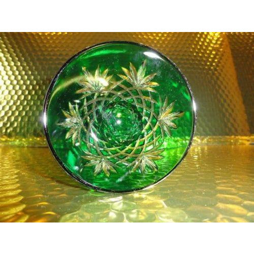 Faberge Emerald  Green Odessa Hock Crystal Wine Glass