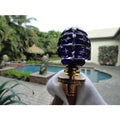 Faberge Imperial Star Cut Cobalt Blue Crystal Egg Bottle Stopper in Orginal Box