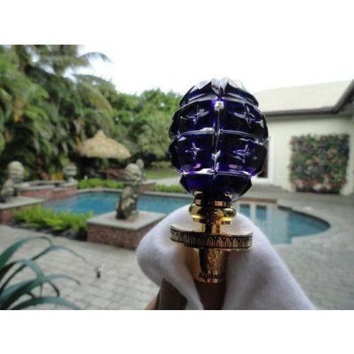 Faberge Imperial Star Cut Cobalt Blue Crystal Egg Bottle Stopper in Orginal Box