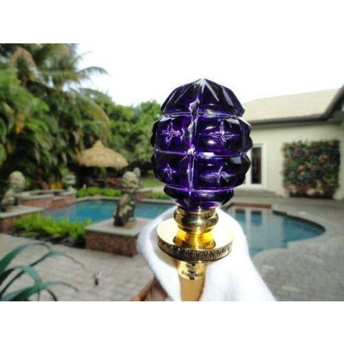 Faberge Imperial Star Cut Cobalt Blue Crystal Egg Bottle Stopper in Orginal Box