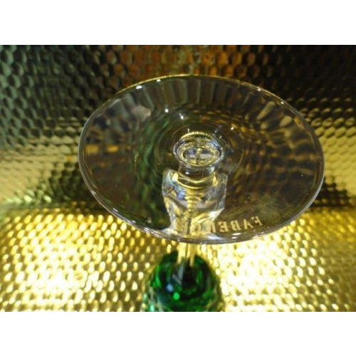 Faberge Emerald  Green Odessa Hock Crystal Wine Glass
