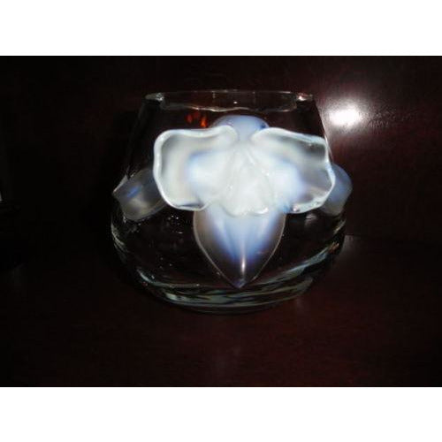 Lalique Crystal Orchidee Vase Clear - Opalescent Orchids in the original box