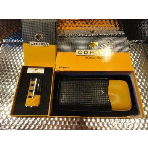 Black & Gold Leather  Case with  Pocket Lighter new in boxes