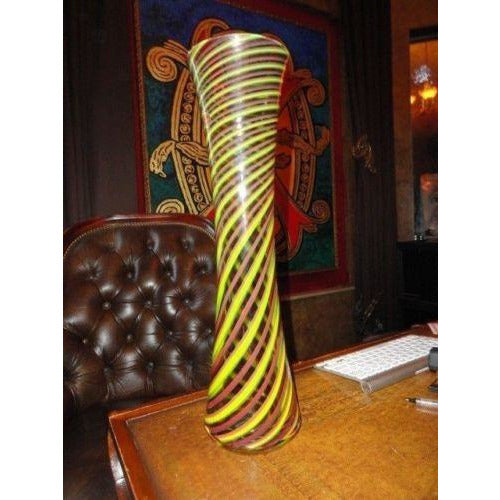 made in Murano Italy tall swirl colored vase 17 3/4" tall