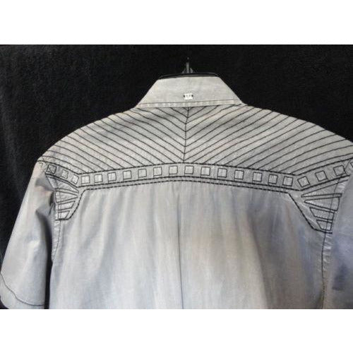 Roar mens  Gray  & Black embroidered casual designer shirt Medium