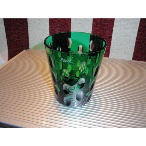 Faberge Emerald Green Blue  Crystal  Old Fashion Glass
