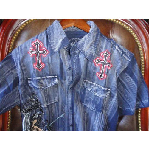 Retrofit mens casual shirt adult Blue Denium with tags Medium size