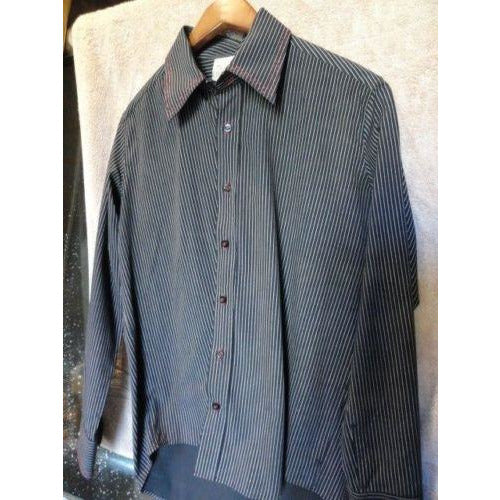 ARTIME mens casual designer dress shirt with striped with crystals Large Preowned Good Condition