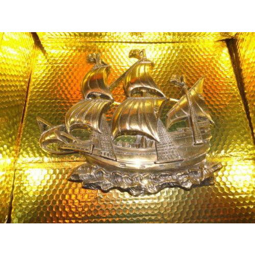 Brass Wall Plaque of Sailing Ship 15 " across by 13.25" H