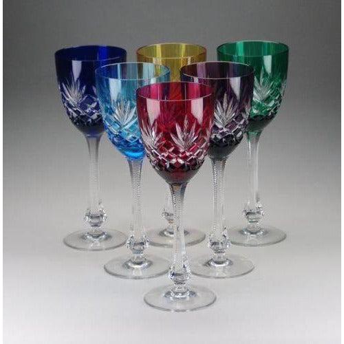 Faberge Odessa  Hock Colored  Glass set of 6