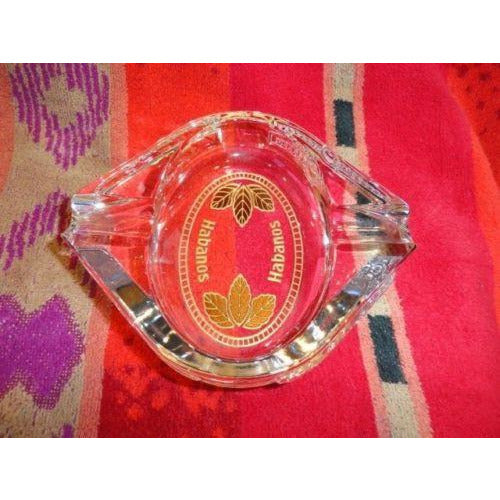 giz studios  heavy crystal cigar ashtray with leaf design