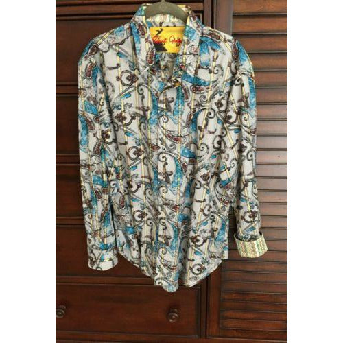 Robert Graham Baroque Scroll Floral Print Shirt — Medium