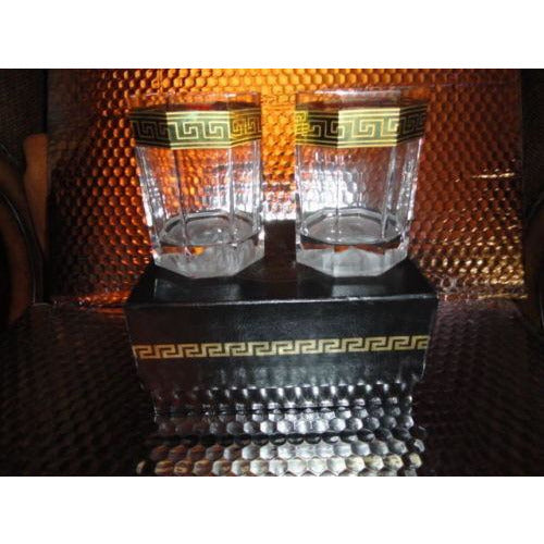 Versace Rosenthal Crystal Pair Glasses Whisky Glases  Medusa D'or