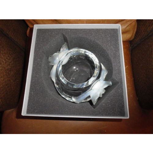 Lalique Crystal Orchidee Vase Clear - Opalescent Orchids in the original box
