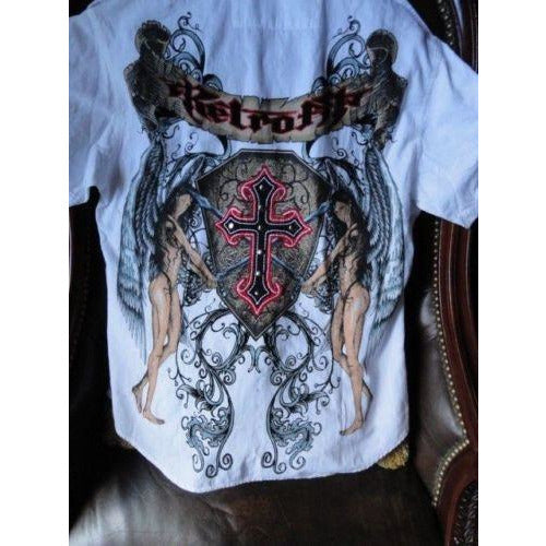Retrofit mens white casual shirt adult with tags Medium size
