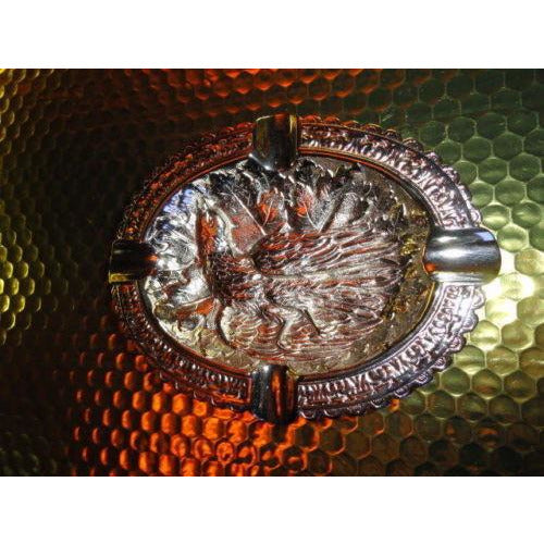 Bird style brass chromed plated ashtray 7" L x 5.5" W