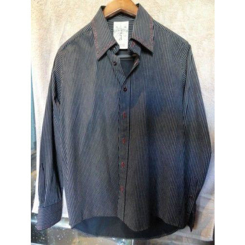 ARTIME mens casual designer dress shirt with striped with crystals Large Preowned Good Condition