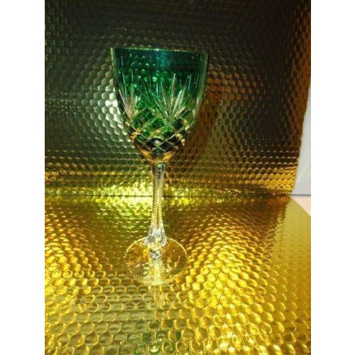 Faberge Emerald  Green Odessa Hock Crystal Wine Glass