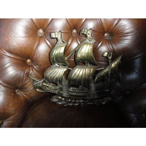 Brass Wall Plaque of Sailing Ship 15 " across by 13.25" H