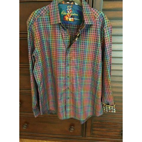 Robert Graham Multicolor Mini Check Plaid Shirt — Medium