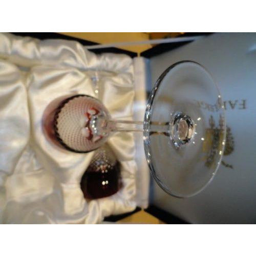 Faberge Crystal Cobalt Ruby Red  Goblet Glasses NIB