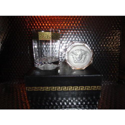 Versace Rosenthal Crystal Pair Glasses Whisky Glases  Medusa D'or
