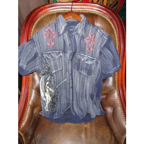 Retrofit mens casual shirt adult Blue Denium with tags Medium size