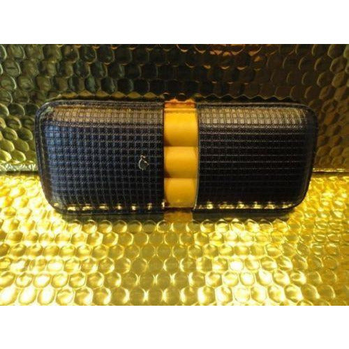 Cohiba Black & Gold Leather Cigar Case holds 3 cigars without box