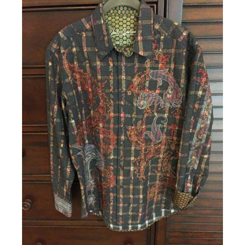 Robert Graham Baroque Plaid Print Shirt — Medium