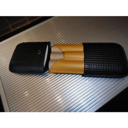 Cohiba Black & Gold Leather Cigar Case holds 3 Robusto size
