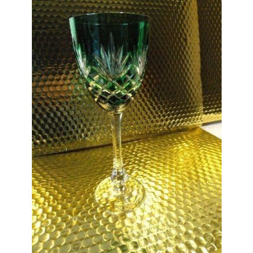 Faberge Emerald  Green Odessa Hock Crystal Wine Glass